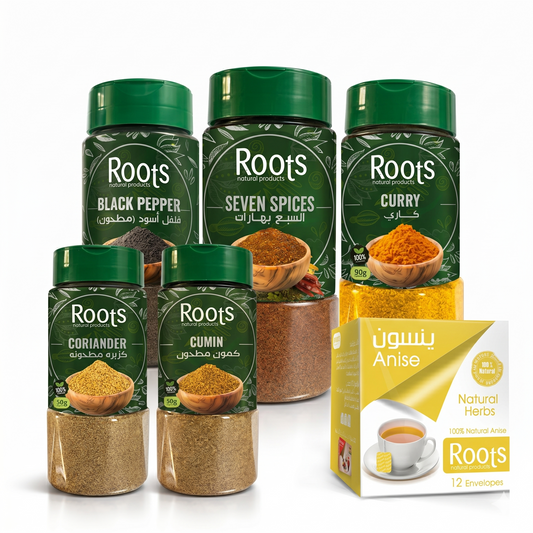 عرض التوابل  (5 توابل + علبة اعشاب)